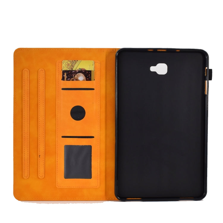 For Samsung Galaxy Tab A 10.1 2016 T580 Peony Butterfly Embossed Leather Smart Tablet Case(Khaki) by bashfashion