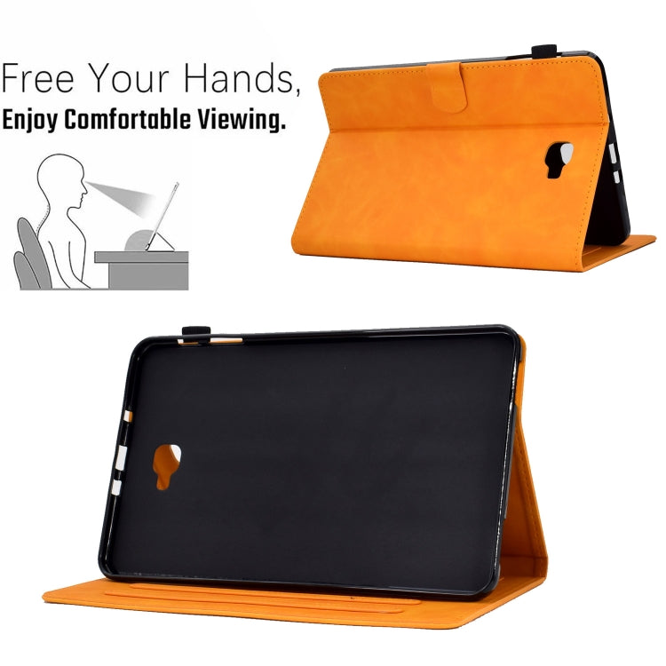 For Samsung Galaxy Tab A 10.1 2016 T580 Peony Butterfly Embossed Leather Smart Tablet Case(Khaki) by bashfashion