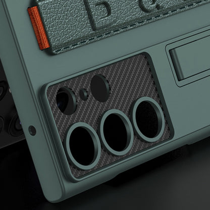 For Samsung Galaxy S23 Ultra 5G GKK Ultra-thin Wristband Shockproof Phone Case with Holder(Carbon Fibre) by GKK