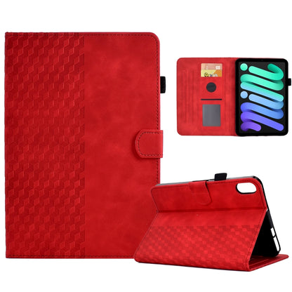 For iPad mini 6 / mini 2024 Rhombus Embossed Leather Smart Tablet Case(Red) by bashfashion