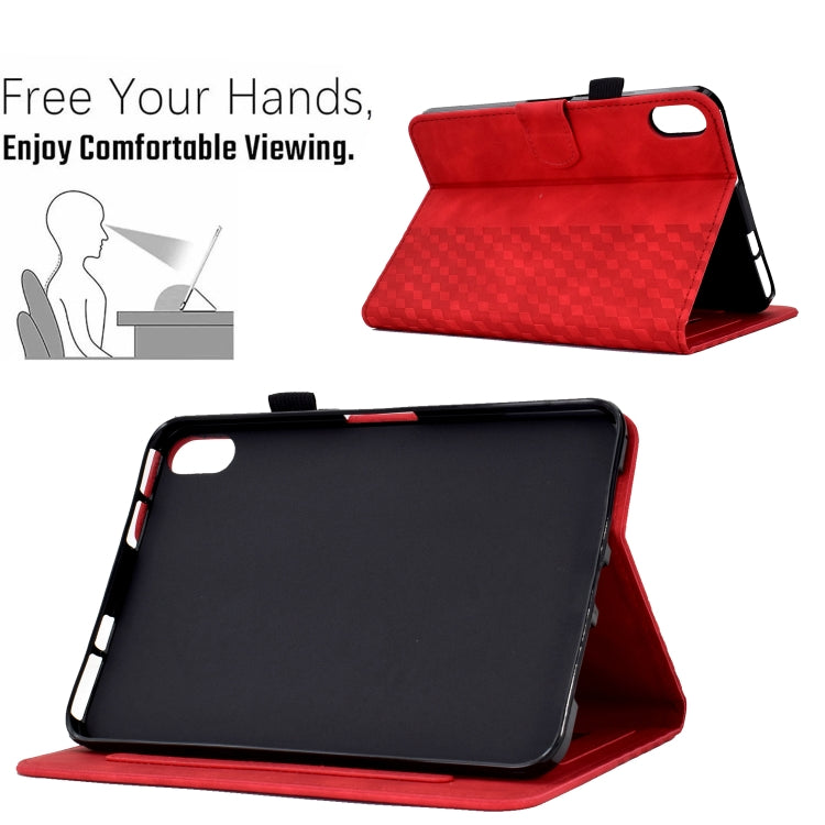 For iPad mini 6 / mini 2024 Rhombus Embossed Leather Smart Tablet Case(Red) by bashfashion