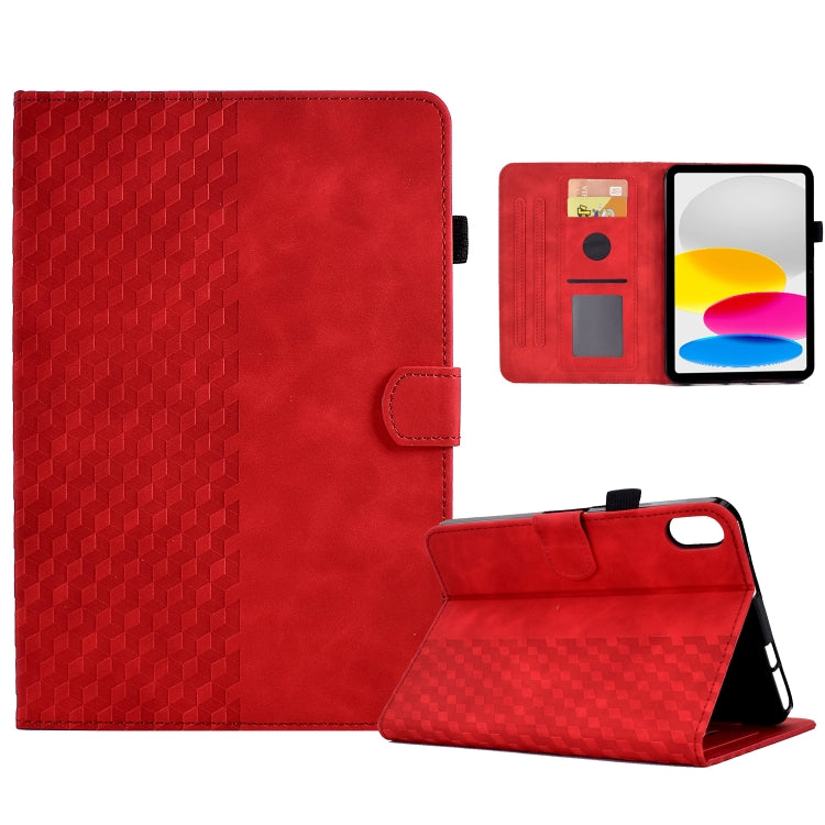 For iPad 2025 / 2022 Rhombus Embossed Leather Smart Tablet Case(Red) by bashfashion