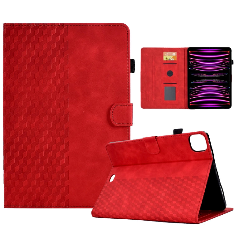 For iPad Pro 11 2018 / 2020 / 2021 Rhombus Embossed Leather Smart Tablet Case(Red) by bashfashion