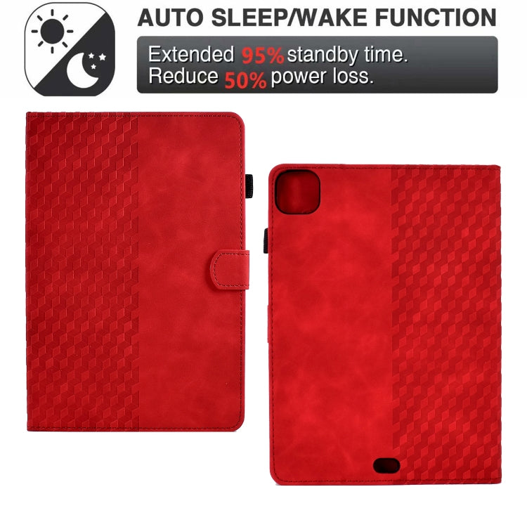 For iPad Pro 11 2018 / 2020 / 2021 Rhombus Embossed Leather Smart Tablet Case(Red) by bashfashion