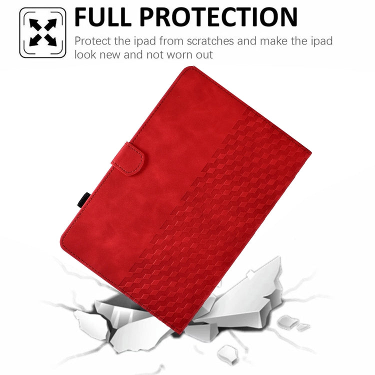 For iPad Pro 11 2018 / 2020 / 2021 Rhombus Embossed Leather Smart Tablet Case(Red) by bashfashion