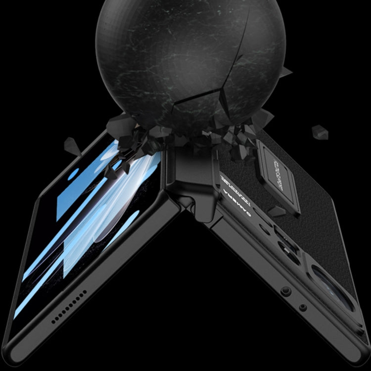 For Xiaomi Mix Fold 2 GKK Magnetic Hinge Flip Leather Phone Case with Holder(Carbon Fibre) by GKK