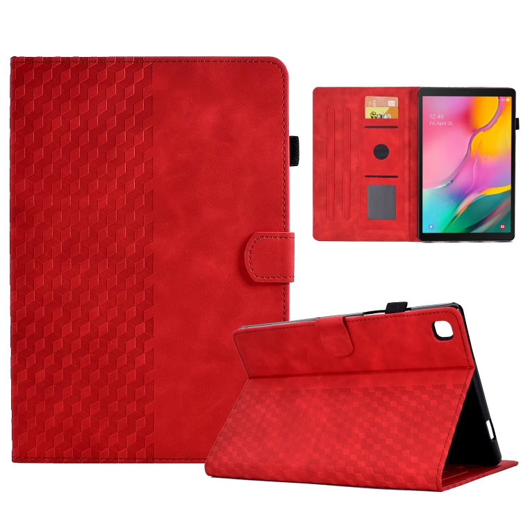 For Samsung Galaxy Tab A 10.1 T510 / T515 2019 Rhombus Embossed Leather Tablet Case(Red) by bashfashion