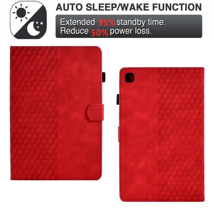 For Samsung Galaxy Tab A 10.1 T510 / T515 2019 Rhombus Embossed Leather Tablet Case(Red) by bashfashion