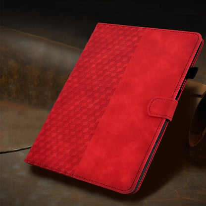 For Samsung Galaxy Tab A 10.1 T510 / T515 2019 Rhombus Embossed Leather Tablet Case(Red) by bashfashion