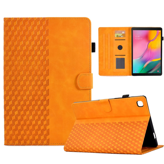 For Samsung Galaxy Tab A 10.1 T510 / T515 2019 Rhombus Embossed Leather Tablet Case(Khaki) by bashfashion