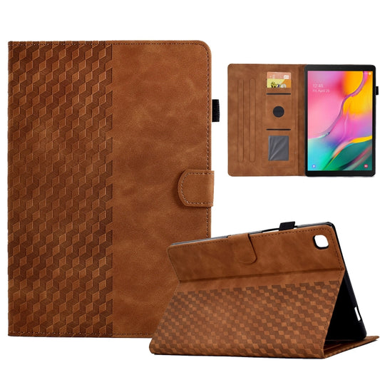 For Samsung Galaxy Tab A 10.1 T510 / T515 2019 Rhombus Embossed Leather Tablet Case(Brown) by bashfashion