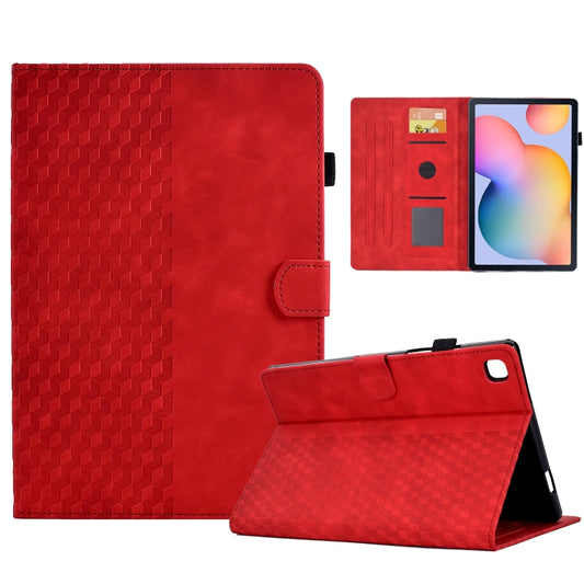 For Samsung Galaxy Tab S6 Lite P610 / P615 Rhombus Embossed Leather Smart Tablet Case(Red) by bashfashion