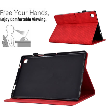 For Samsung Galaxy Tab S6 Lite P610 / P615 Rhombus Embossed Leather Smart Tablet Case(Red) by bashfashion