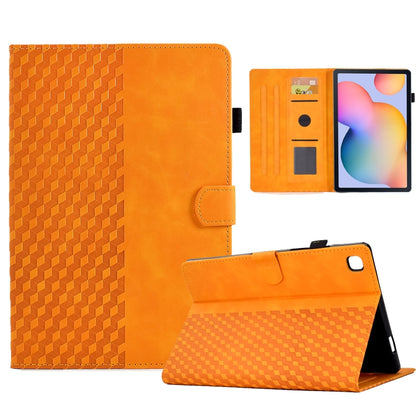 For Samsung Galaxy Tab S6 Lite P610 / P615 Rhombus Embossed Leather Smart Tablet Case(Khaki) by bashfashion