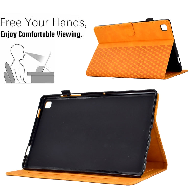 For Samsung Galaxy Tab S6 Lite P610 / P615 Rhombus Embossed Leather Smart Tablet Case(Khaki) by bashfashion