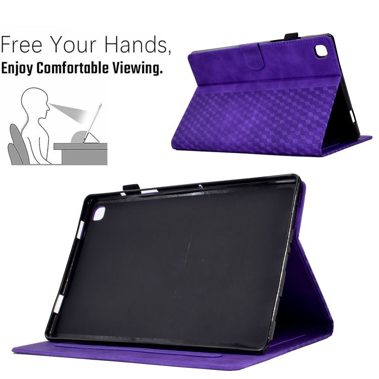 For Samsung Galaxy Tab S6 Lite P610 / P615 Rhombus Embossed Leather Smart Tablet Case(Purple) by bashfashion
