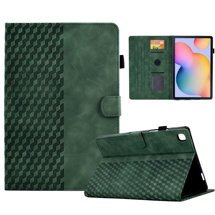 For Samsung Galaxy Tab S6 Lite P610 / P615 Rhombus Embossed Leather Smart Tablet Case(Green) by bashfashion