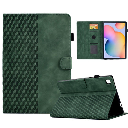 For Samsung Galaxy Tab S6 Lite P610 / P615 Rhombus Embossed Leather Smart Tablet Case(Green) by bashfashion