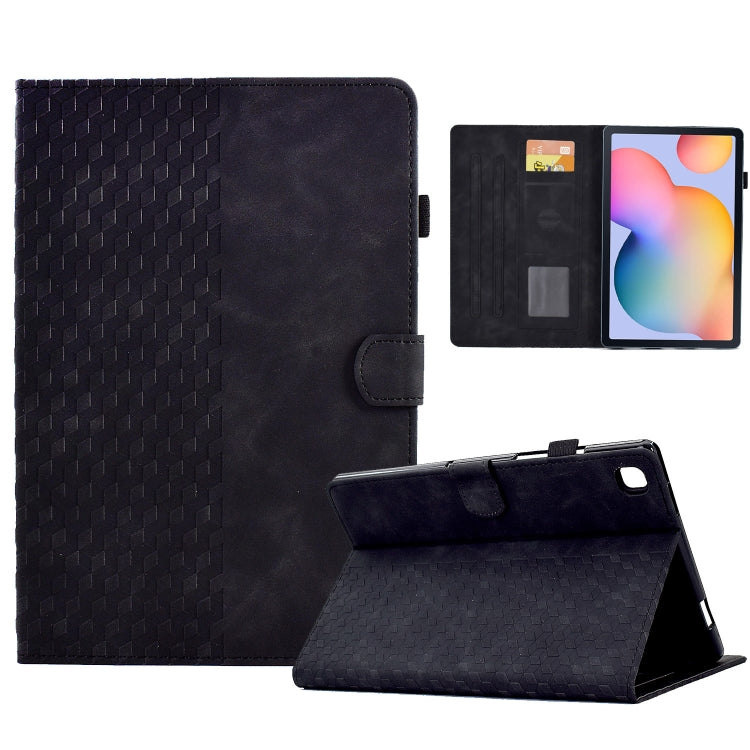 For Samsung Galaxy Tab S6 Lite P610 / P615 Rhombus Embossed Leather Smart Tablet Case(Black) by bashfashion