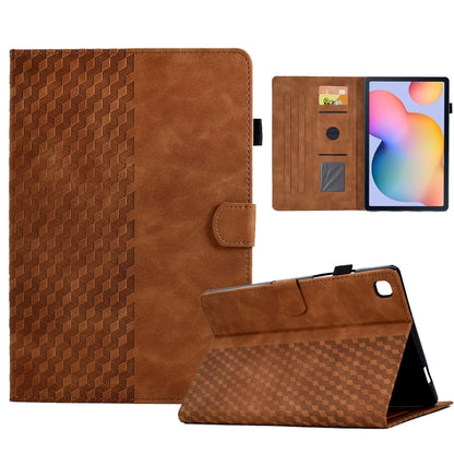 For Samsung Galaxy Tab S6 Lite P610 / P615 Rhombus Embossed Leather Smart Tablet Case(Brown) by bashfashion