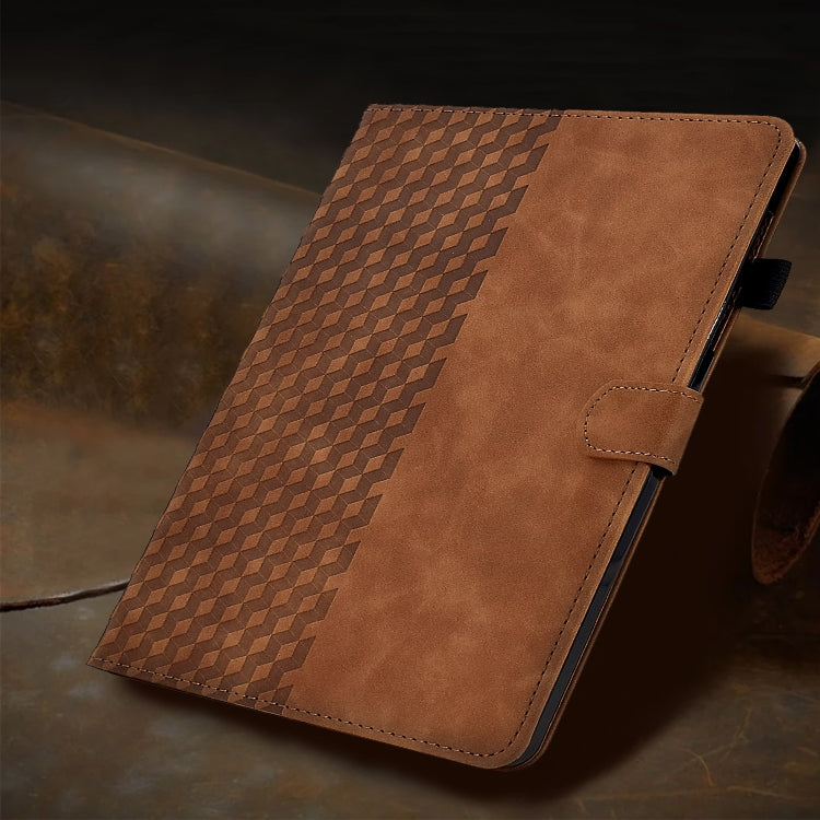 For Samsung Galaxy Tab S6 Lite P610 / P615 Rhombus Embossed Leather Smart Tablet Case(Brown) by bashfashion