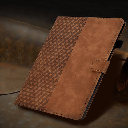 For Samsung Galaxy Tab S6 Lite P610 / P615 Rhombus Embossed Leather Smart Tablet Case(Brown) by bashfashion