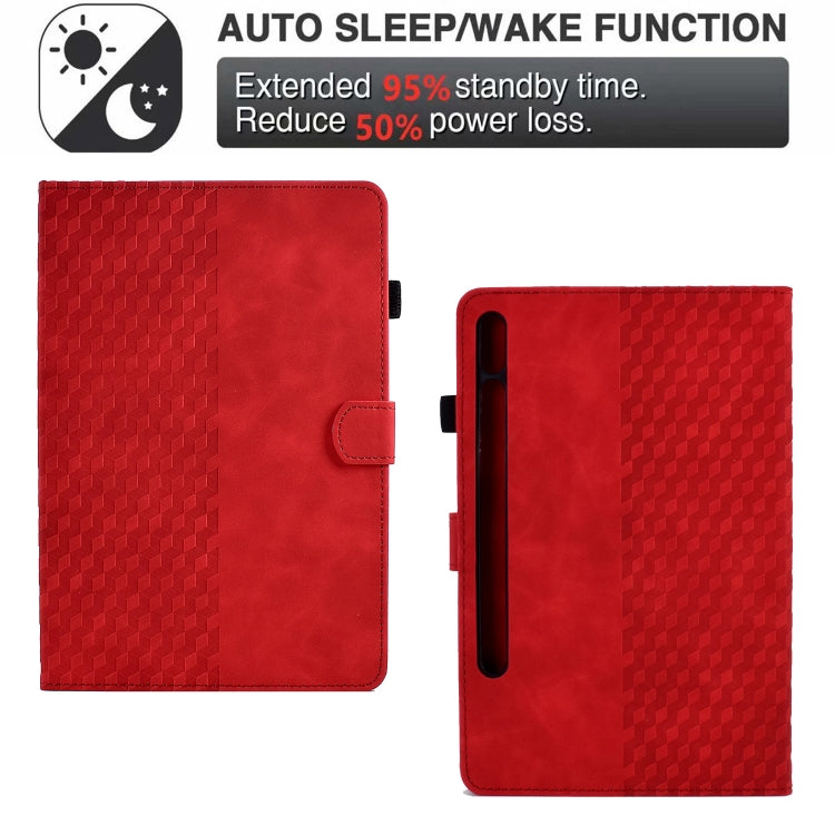 For Samsung Galaxy Tab S7 T870 / S8 X700 Rhombus Embossed Leather Smart Tablet Case(Red) by bashfashion