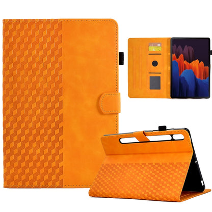 For Samsung Galaxy Tab S7 T870 / S8 X700 Rhombus Embossed Leather Smart Tablet Case(Khaki) by bashfashion