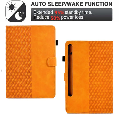 For Samsung Galaxy Tab S7 T870 / S8 X700 Rhombus Embossed Leather Smart Tablet Case(Khaki) by bashfashion