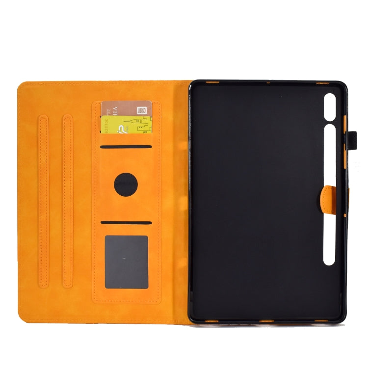 For Samsung Galaxy Tab S7 T870 / S8 X700 Rhombus Embossed Leather Smart Tablet Case(Khaki) by bashfashion