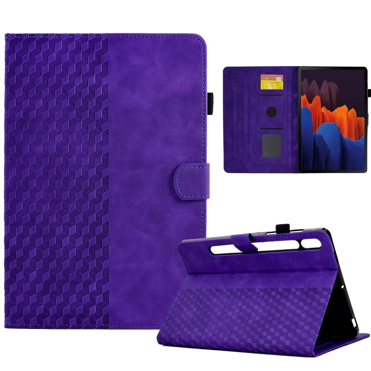 For Samsung Galaxy Tab S7 T870 / S8 X700 Rhombus Embossed Leather Smart Tablet Case(Purple) by bashfashion