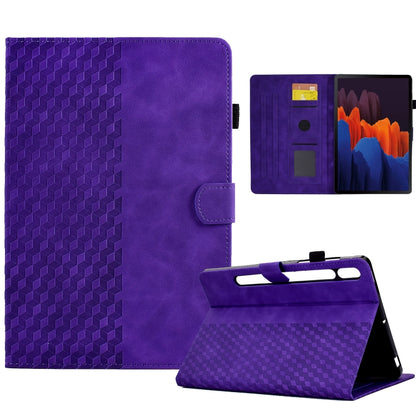 For Samsung Galaxy Tab S7 T870 / S8 X700 Rhombus Embossed Leather Smart Tablet Case(Purple) by bashfashion