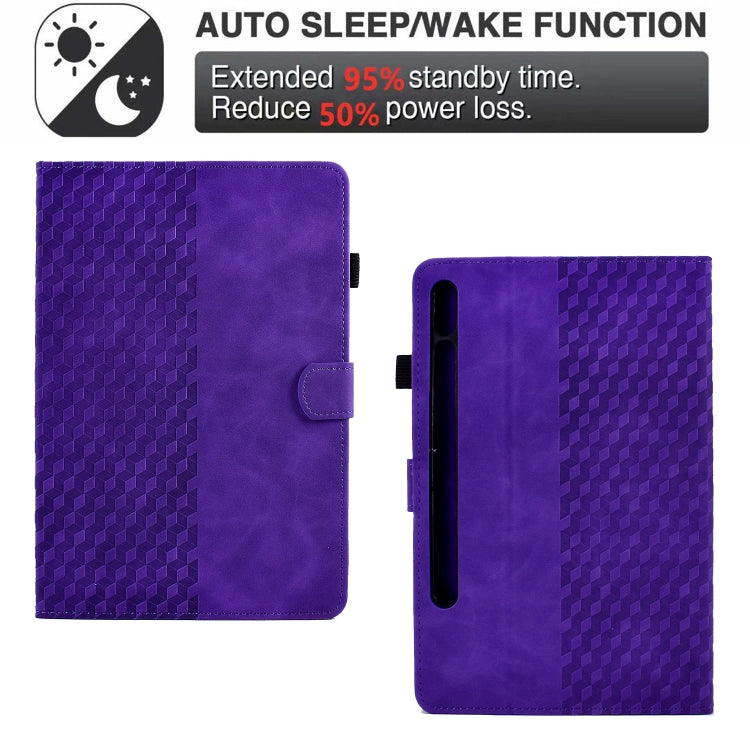 For Samsung Galaxy Tab S7 T870 / S8 X700 Rhombus Embossed Leather Smart Tablet Case(Purple) by bashfashion