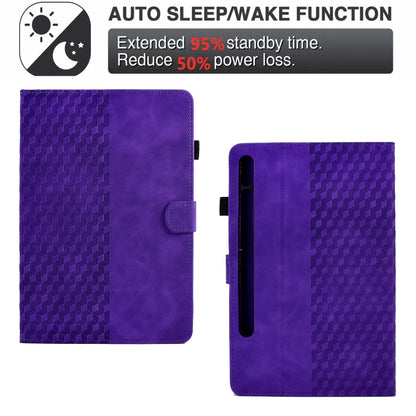 For Samsung Galaxy Tab S7 T870 / S8 X700 Rhombus Embossed Leather Smart Tablet Case(Purple) by bashfashion