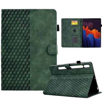 For Samsung Galaxy Tab S7 T870 / S8 X700 Rhombus Embossed Leather Smart Tablet Case(Green) by bashfashion