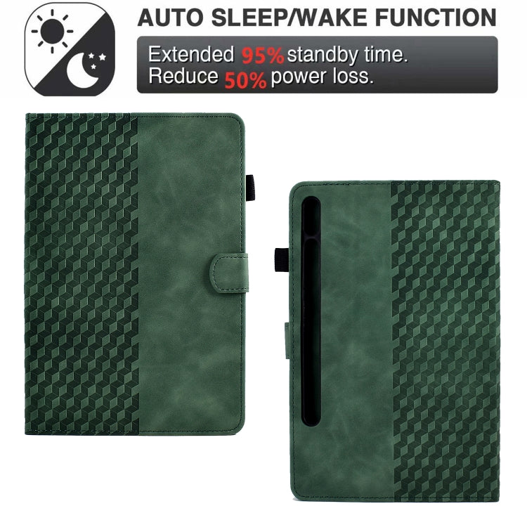 For Samsung Galaxy Tab S7 T870 / S8 X700 Rhombus Embossed Leather Smart Tablet Case(Green) by bashfashion