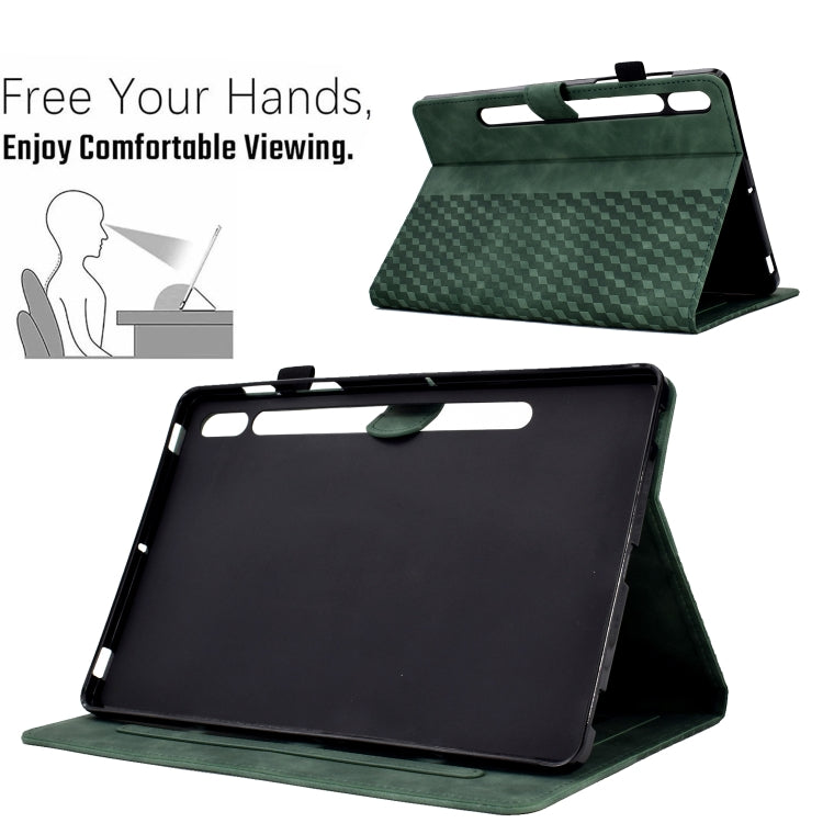 For Samsung Galaxy Tab S7 T870 / S8 X700 Rhombus Embossed Leather Smart Tablet Case(Green) by bashfashion
