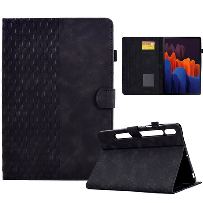 For Samsung Galaxy Tab S7 T870 / S8 X700 Rhombus Embossed Leather Smart Tablet Case(Black) by bashfashion