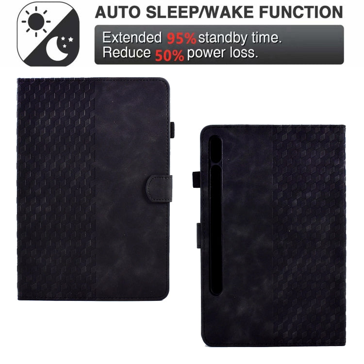 For Samsung Galaxy Tab S7 T870 / S8 X700 Rhombus Embossed Leather Smart Tablet Case(Black) by bashfashion