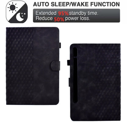 For Samsung Galaxy Tab S7 T870 / S8 X700 Rhombus Embossed Leather Smart Tablet Case(Black) by bashfashion