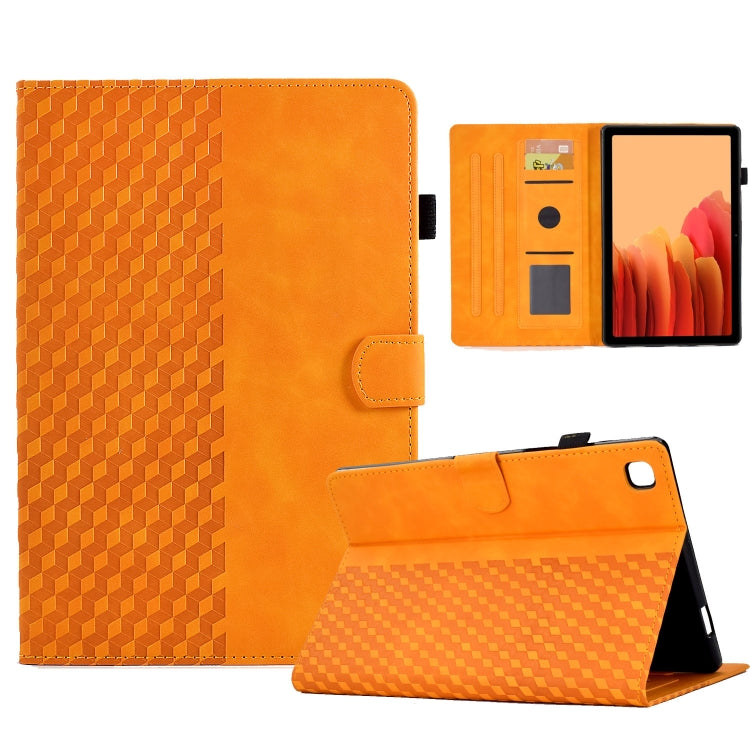 For Samsung Galaxy Tab A7 T500 / T505 2020 Rhombus Embossed Leather Smart Tablet Case(Khaki) by bashfashion