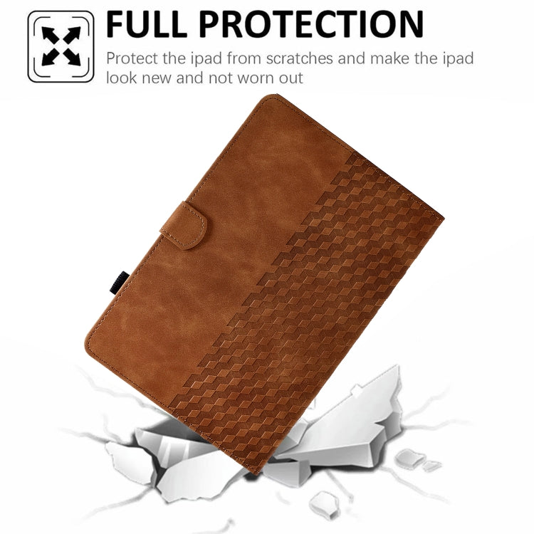 For Samsung Galaxy Tab A7 T500 / T505 2020 Rhombus Embossed Leather Smart Tablet Case(Brown) by bashfashion