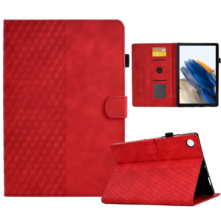 For Samsung Galaxy Tab A8 10.5 X200 / X205 Rhombus Embossed Leather Smart Tablet Case(Red) by bashfashion
