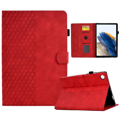For Samsung Galaxy Tab A8 10.5 X200 / X205 Rhombus Embossed Leather Smart Tablet Case(Red) by bashfashion