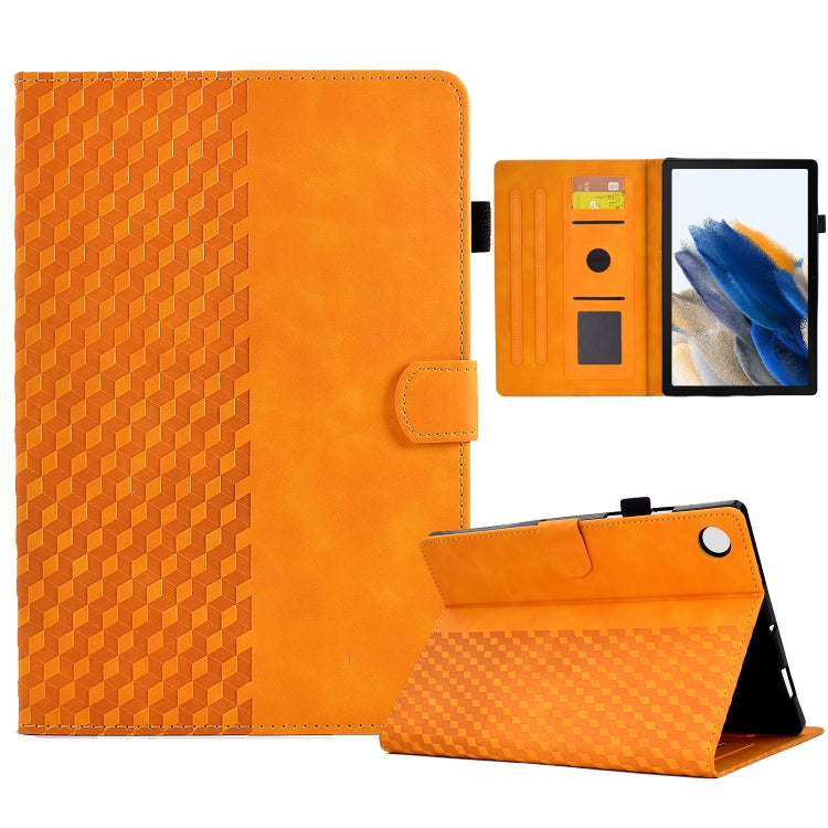 For Samsung Galaxy Tab A8 10.5 X200 / X205 Rhombus Embossed Leather Smart Tablet Case(Khaki) by bashfashion