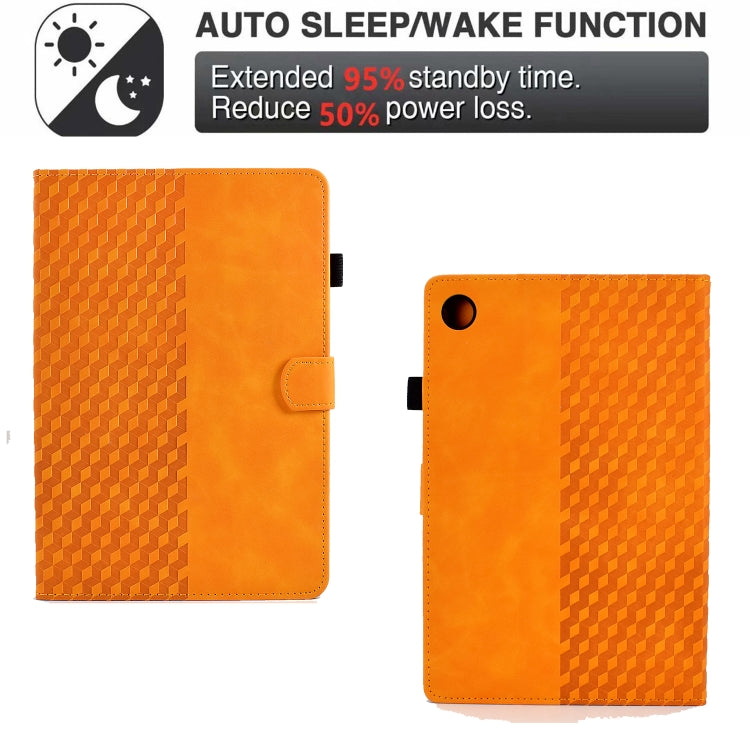 For Samsung Galaxy Tab A8 10.5 X200 / X205 Rhombus Embossed Leather Smart Tablet Case(Khaki) by bashfashion