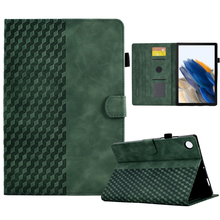 For Samsung Galaxy Tab A8 10.5 X200 / X205 Rhombus Embossed Leather Smart Tablet Case(Green) by bashfashion