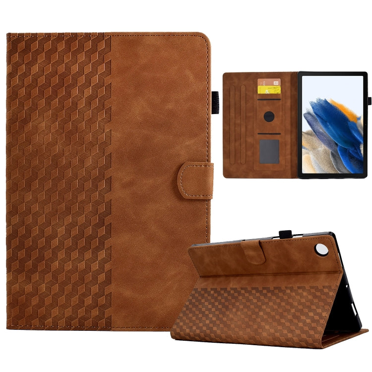 For Samsung Galaxy Tab A8 10.5 X200 / X205 Rhombus Embossed Leather Smart Tablet Case(Brown) by bashfashion