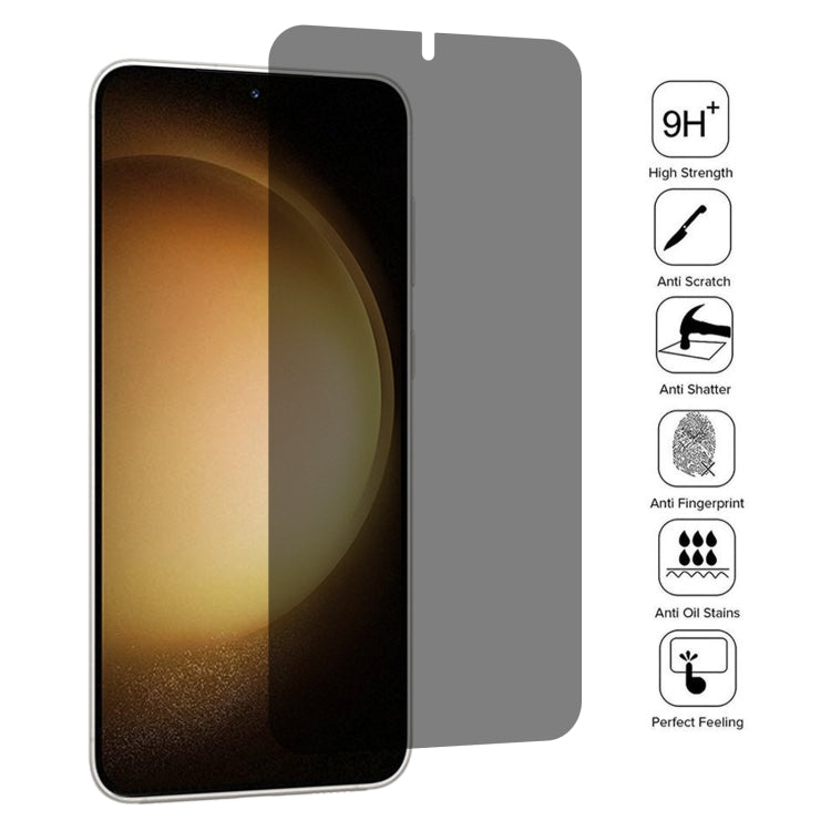 For Samsung Galaxy S23+ 5G Flat Surface Privacy Tempered Glass Film, Support Fingerprint Unlock by bashfashion