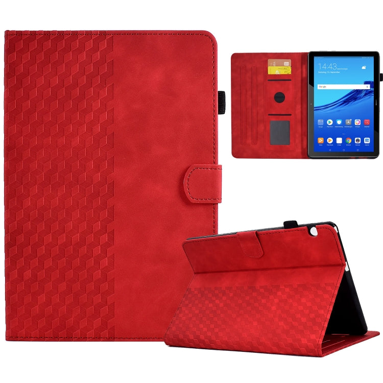 For Huawei MatePad T5 10.0 Rhombus Embossed Leather Smart Tablet Case(Red) by bashfashion